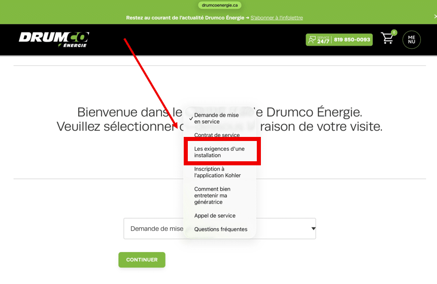 Voir les exigences d'installation d'un groupe électrogène